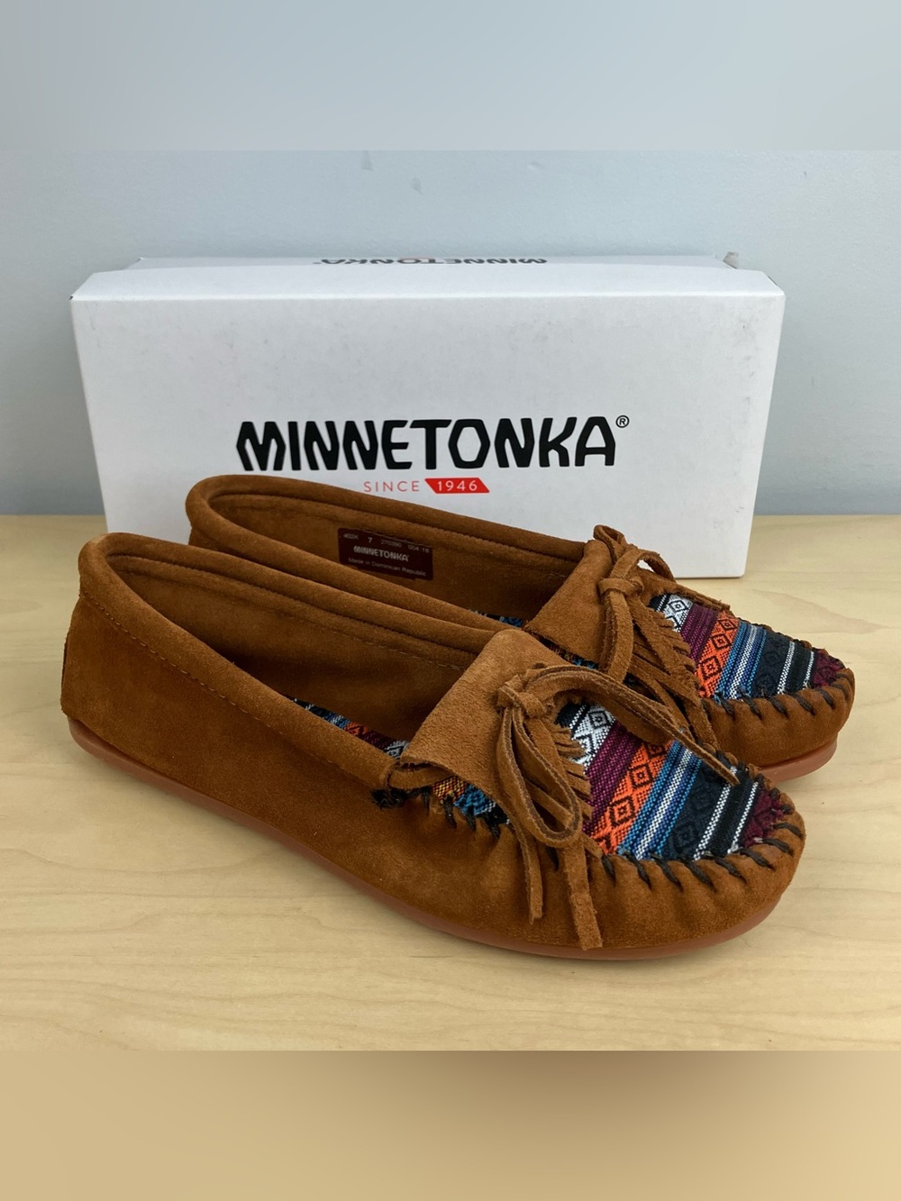 Minnetonka Women’s Size 7.0 Arizona Kiltie Brown Suede Moccasins Western NWB! Ne